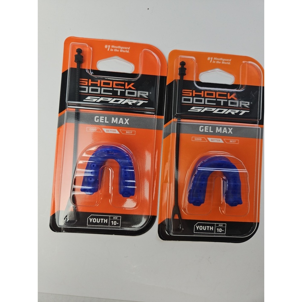 2 SHOCK DOCTOR GEL MAX CLASSIC FIT Youth Mouthguards Blue Brand‎ New (B)